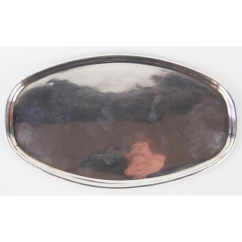 798E - An electro-plated oval tray, with moulded edge, 31cm wide.