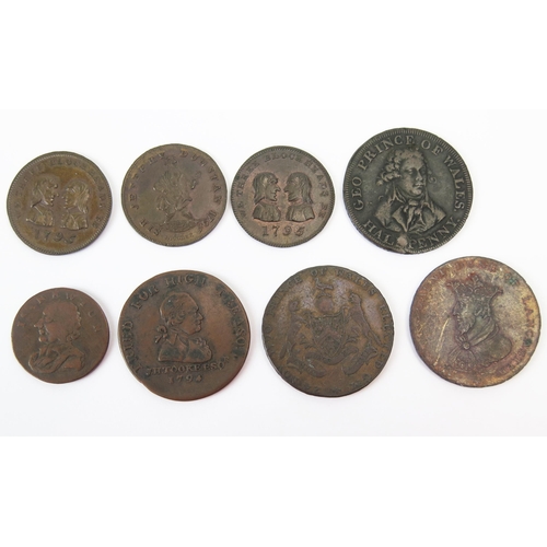 800 - Five London and Middlesex halfpenny trade tokens with three x higher grade Middlesex Denton coin dea... 