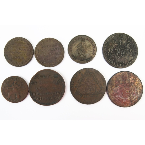 800 - Five London and Middlesex halfpenny trade tokens with three x higher grade Middlesex Denton coin dea... 