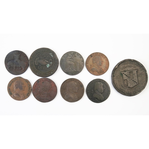 801 - Group of nine Warwickshire trade token including Birmingham Workhouse threepence token.