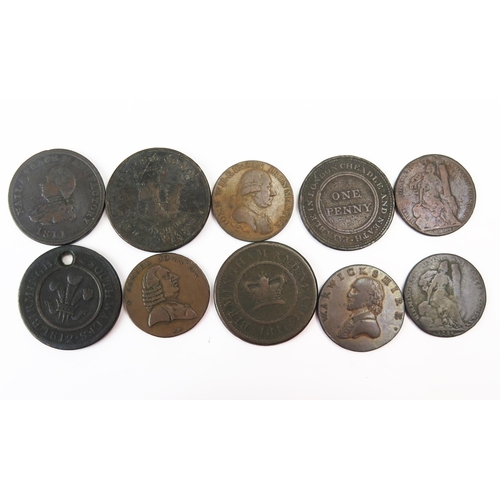 802 - Ten x Warwickshire and Staffordshire penny and halfpenny trade tokens.