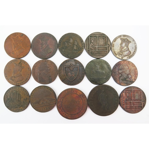 803 - Fifteen x Lancashire and Yorkshire trade tokens (1/2d and 1d)