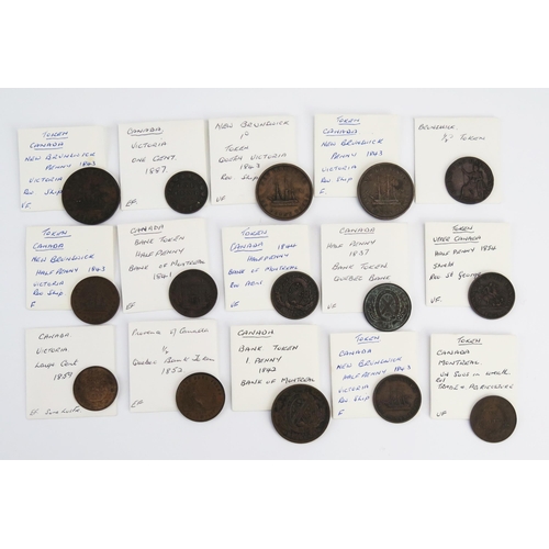 810 - Collection of 19th Century Canadian tokens and coins including a higher grade 1859 large cent.