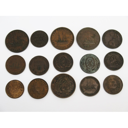 810 - Collection of 19th Century Canadian tokens and coins including a higher grade 1859 large cent.