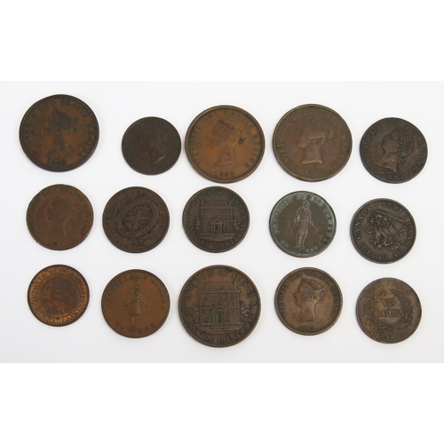 810 - Collection of 19th Century Canadian tokens and coins including a higher grade 1859 large cent.