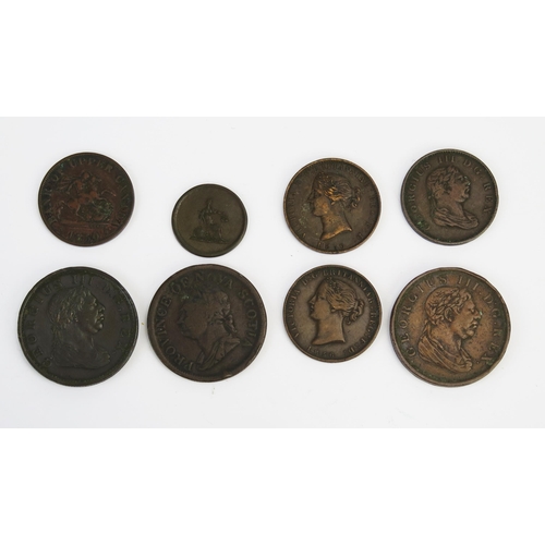 812 - Three x Essequibo and Demerara tokens, four x Nova Scotia tokens and Columbia 1/4d token.