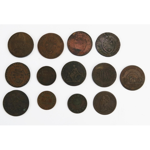 813 - Thirteen x Irish halfpenny and farthing tokens including J. Hilles 1813, 1816 Waterloo halfpenny.