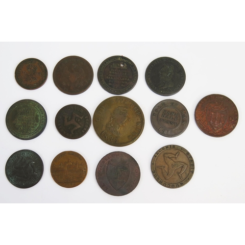 815 - Isle of Man 1830 penny, 1733/1758/1811/1830/1831 halfpenny tokens with four Scottish tokens and four... 