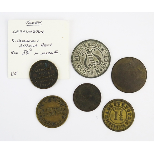 818 - Pub tokens 1 1/2d Turks Head, Ladywell Lane, 3d Welcome Dean Street, 2 1/2d General Windham Bissell ... 