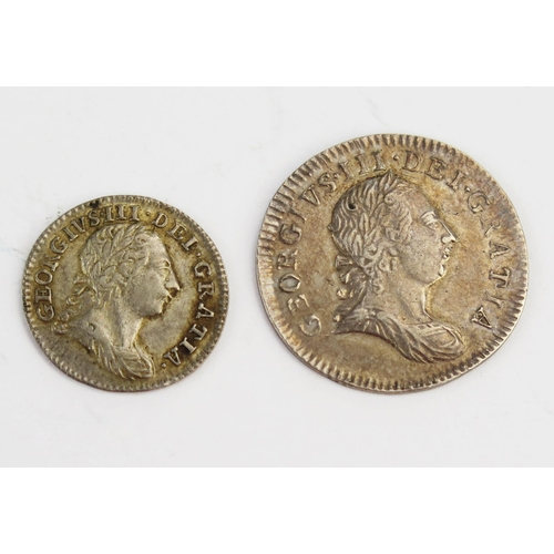 822 - George III 1766 twopence and 1776 fourpence.