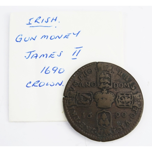 824 - 1690 James II gun money crown.