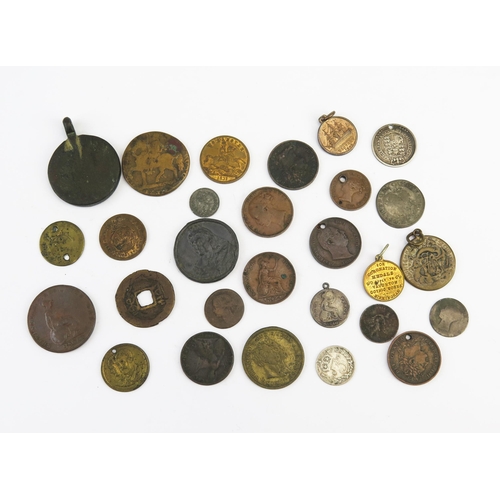 830 - Interesting mixed bags of coins and tokens including early seal.