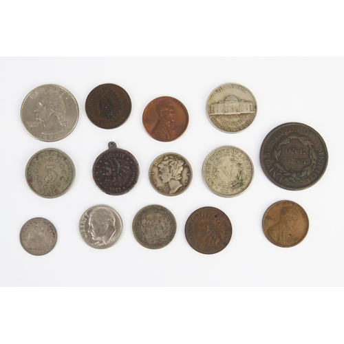 835 - Collection of USA coins including 1853 1/2 dime, 1854(o) dime.