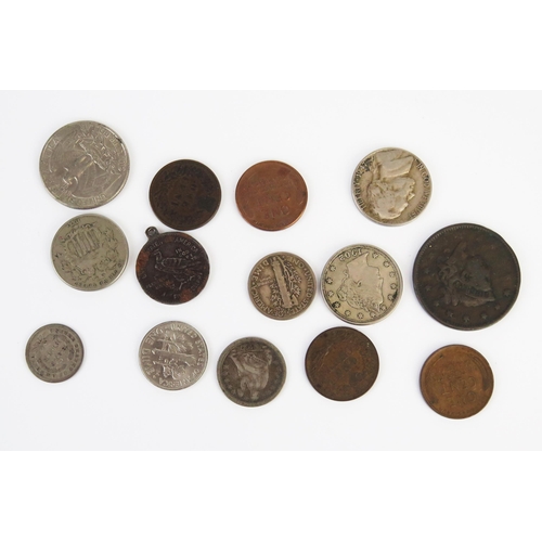 835 - Collection of USA coins including 1853 1/2 dime, 1854(o) dime.