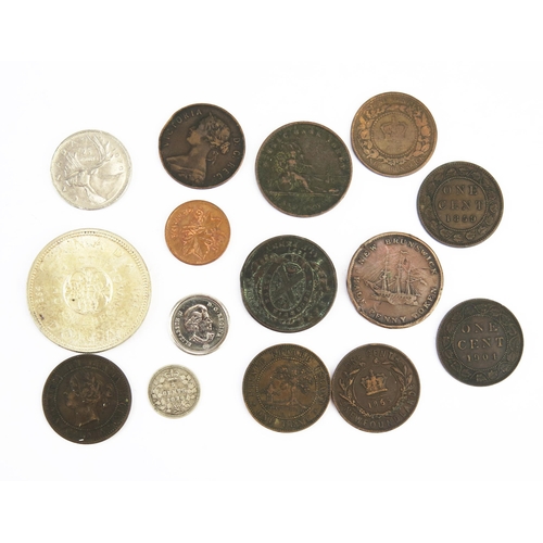 836 - A mixed bag of Canadian coins and tokens.