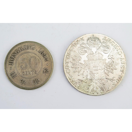 838 - Hong Kong 1892 50c with Maria Theresa Thaler.