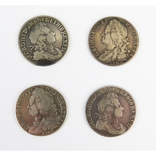 846 - Two x 1723 SSC and two x 1745 Lima shillings.