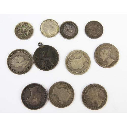 848 - Mixed lot of small silver including 1834 x two, one x 1836 and 1843 three halfpence and grouts.