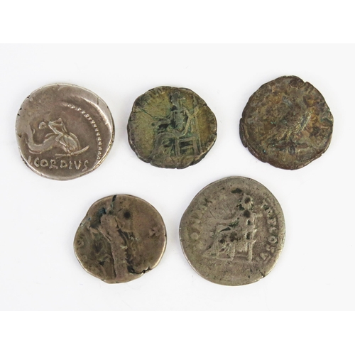 860 - Six Roman denarius, Faustina, Septimus Severus, Marcus Aurelius Vespasian and Roman Republic (Rufus)... 