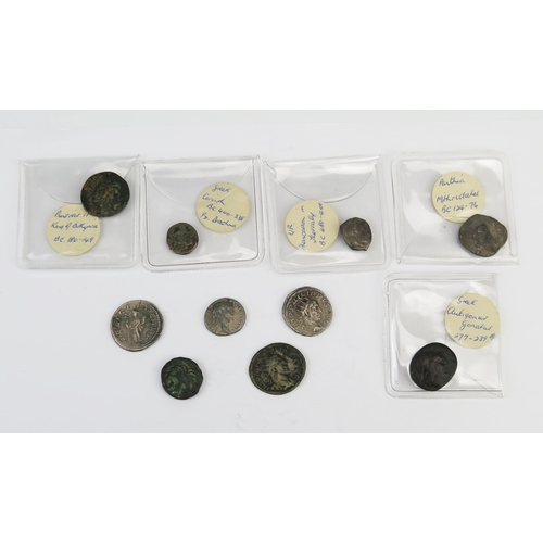 862 - Four x Roman silver coins including Gordian and Philip. two x Greek coins including Corinth, 1/2 dra... 