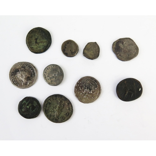 862 - Four x Roman silver coins including Gordian and Philip. two x Greek coins including Corinth, 1/2 dra... 