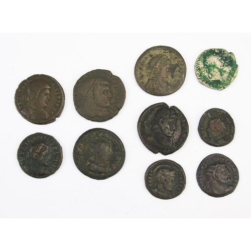 863 - Ten x Roman bronze coins. Antoninianus etc. including Maxentius.