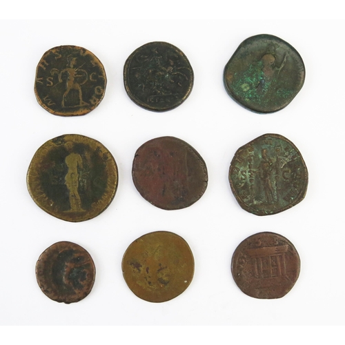 865 - Roman 8 x Mainly Dupondius iwc Alexander Pius, Roman Republic Semi, Greek Hieron II etc.