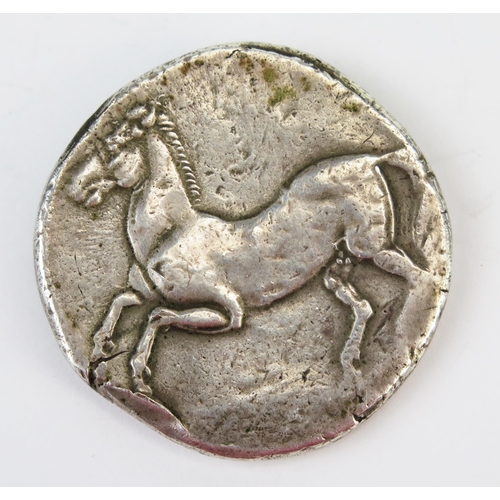 869 - Large silver museum copy Greek piece showing prancing horse and head of Arethusa approximately 31.86... 