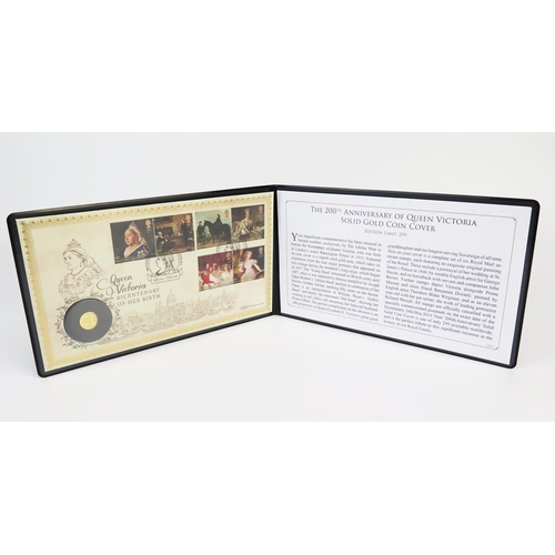 879 - A Jubilee Mint 200th Anniversary of Queen Victoria Solid Gold Coin Cover, with COA Ltd. Ed. 299 and ... 