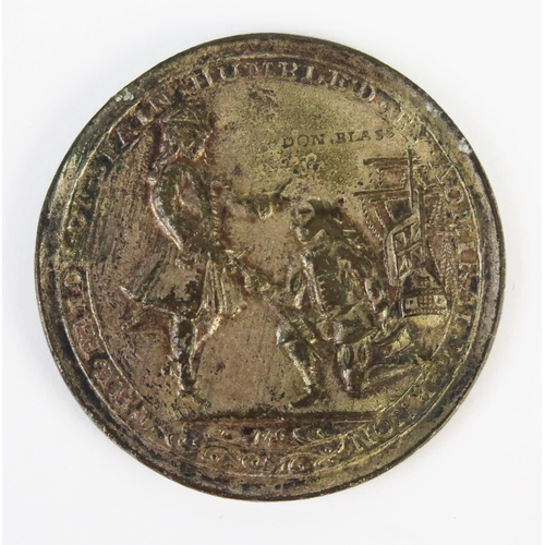 881 - Admiral Vernon, Portobello Taken 1739 and Carthagena Taken 1741, silvered medallion, c. 38.6mm and 1... 