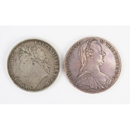 888 - A George III 1821 Silver Crown, Maria Theresa 1780 uncertified coin