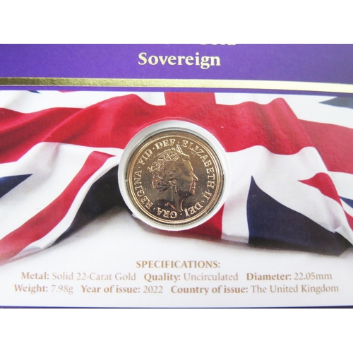 894 - An Elizabeth II Gold Sovereign 2022, uncirculated in  original sleeve