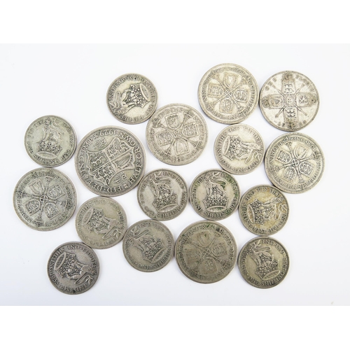 899 - A Collection of GB .500 Silver Half Crowns, Florins and Shillings, 135.5g