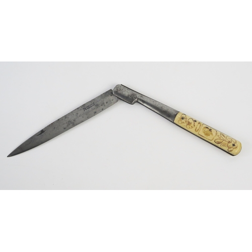 926 - A late 19th century Italian vendetta knife, with 17.5cm folding single edged steel blade, stamped 76... 