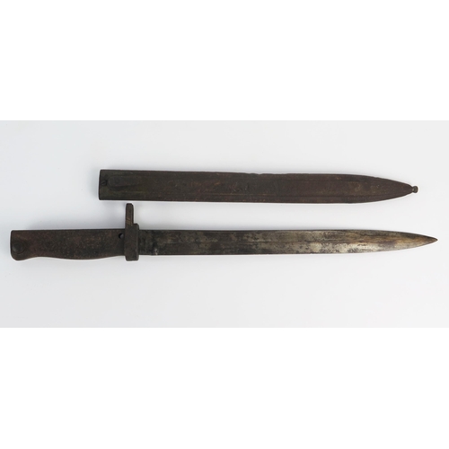 930 - A German World War One period Mauser bayonet, with 31cm fullered blade, steel grip, contained in a s... 