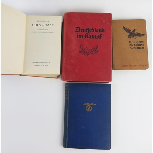 934 - HITLER (Adolf) Mein Kampf, 1942 edn, three other Third Reich period books, 'Der SS Staat', 'Uns Geht... 