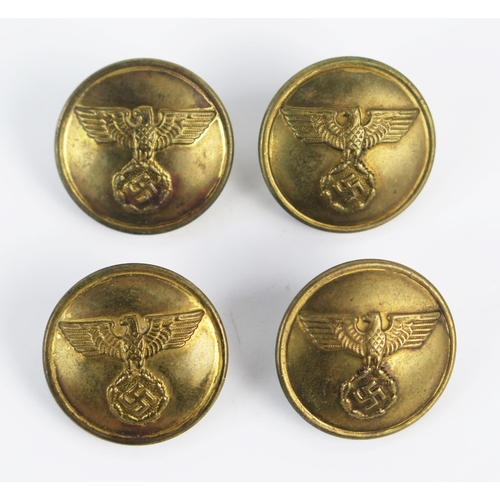 949 - Four Third Reich period brass buttons, with national emblem