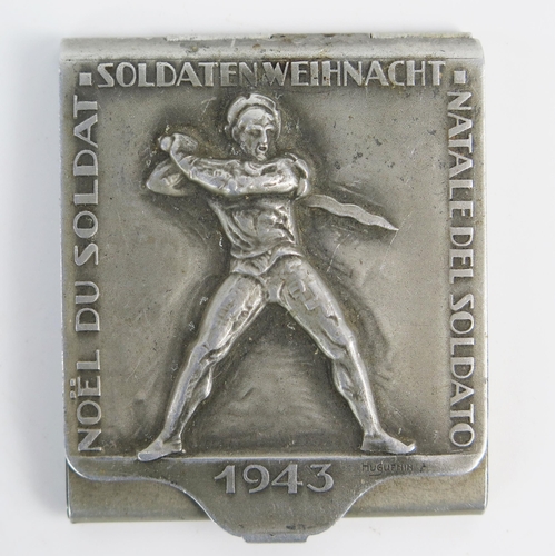 952 - A World War II Christmas tin to hold a matchbook, entitled Noel Du Soldat, Soldaten Weihnacht, Natal... 