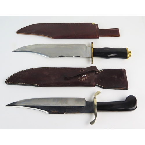 967 - A modern Bowie style hunting knife, the 28cm curved blade by J.E. Middleton & Sons, Sheffield, with ... 