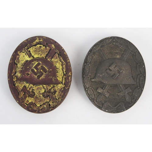 974 - Two Third Reich period wound badges, gold and silver variants. (2)