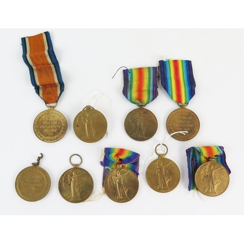 977 - Nine World War One Victory Medals to Royal Navy, Devon regiment, East Lancashire regiment, Worcester... 