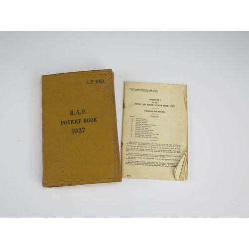 980A - An R.A.F. Pocket Book, 1937, A.P. 1081, reprinted February 1939, contained in a tan leatherette fold... 