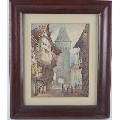 1727 - N H Leavers
Continental Street Scene, watercolour, signed and dated 1936, 21 x 16.5cm.