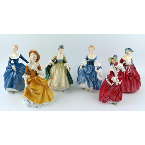 1302 - A collection of six Royal Doulton figurines, includes HN1992, Christmas Morn, HN2264 Elegance, HN233... 