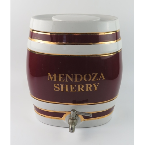 1353 - A Mendoza Sherry advertising barrel with metal tap, 30cm high.