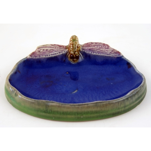 1367 - Royal Doulton for Wrights Coal Tar Soap, a pottery soap dish with dragon fly decoration, 15.5cm wide... 