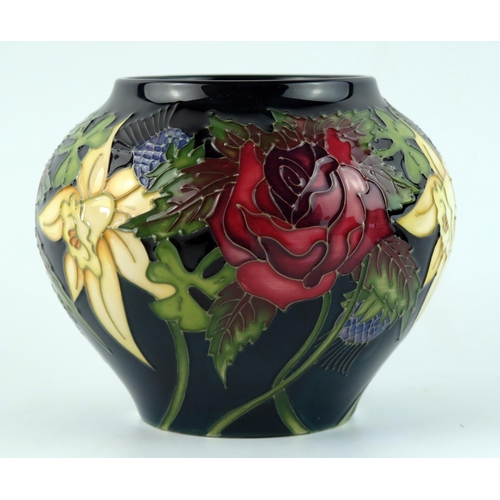 1397 - A Moorcroft pottery commemorative vase for the 60years reign of Queen Elizabeth, decorated with rose... 