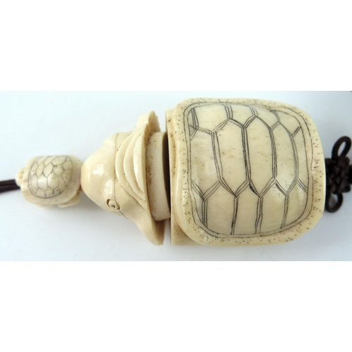 1426 - A Japanese carved bone inro in the form of a turtle, 6cm long.