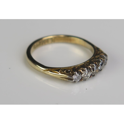 144 - An 18ct Gold and Diamond Five Stone Ring, size N, 3.9g