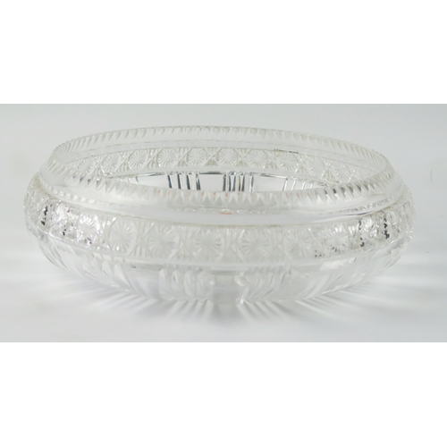 1484 - A large circular cut glass fruit bowl, with stellar decoration, 31cm diameter.